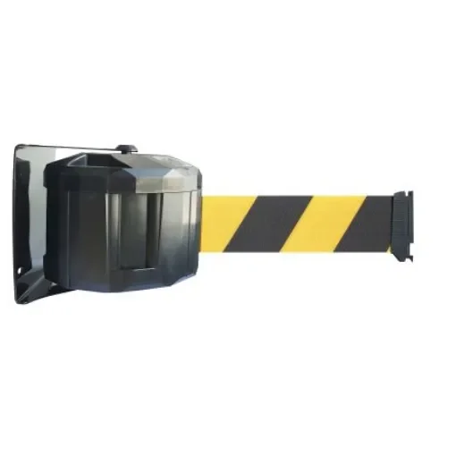 Viso Black Polypropylene, Steel Wall Mount Barrier, 20m, Black/Yellow Tape - RWX2050NJ product image