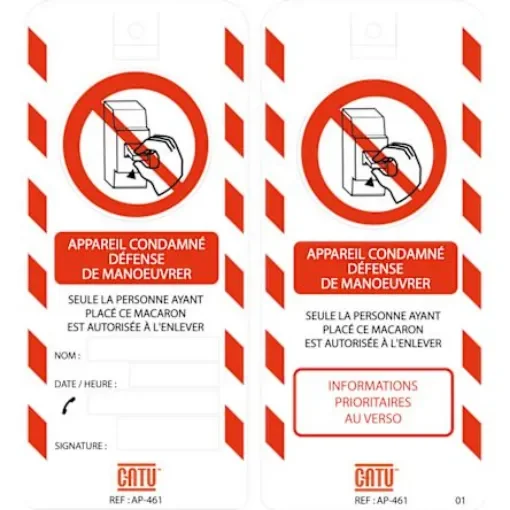 Catu AP-4 Series Red, White Safety Prohibition Tag, French Language - AP-461 product image