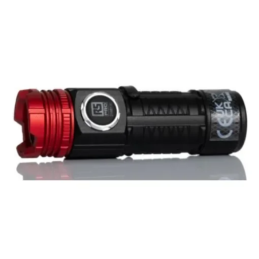 RS PRO LED Torch Black, Red - Rechargeable 600 lm, 74 mm - 2198130 product image