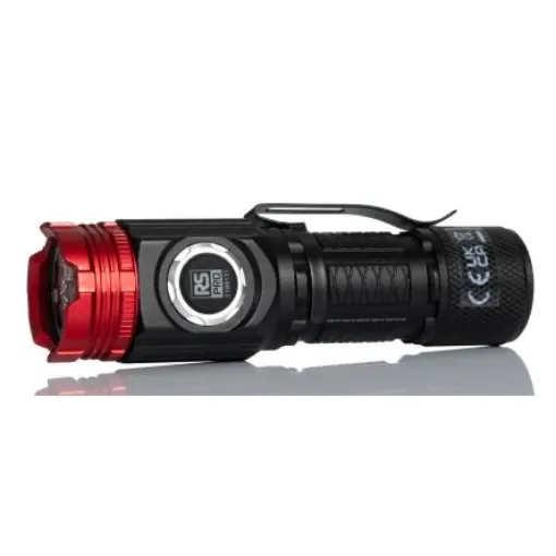 RS PRO LED Torch Black, Red - Rechargeable 1500 lm, 105 mm - 2198131 product image
