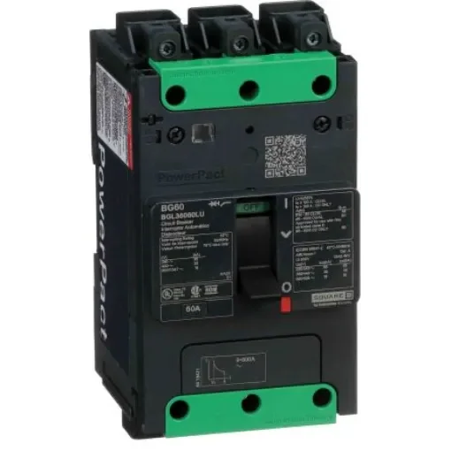 Schneider Electric, PowerPact MCCB 3P 60A, Breaking Capacity 18 kA, Fixed Mount - BGL36060LU product image