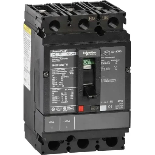 Schneider Electric, PowerPact MCCB 3P 100A, Breaking Capacity 100 kA, Fixed Mount - NHJF36100TW product image