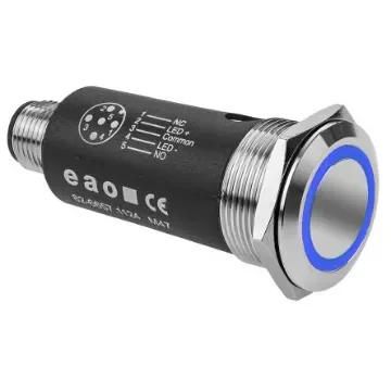 EAO 82 Series Illuminated Illuminated Push Button Switch, Momentary, Panel Mount, 22mm Cutout, SPDT, Blue LED, 35V, - 82-6657.1124 product image