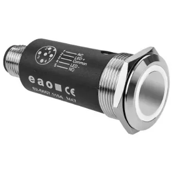 EAO 82 Series Illuminated Illuminated Push Button Switch, Momentary, Panel Mount, 22mm Cutout, SPDT, White LED, 35V, - 82-6657.1154 product image