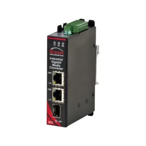 Red Lion RJ45 Media Converter, 10/100 Mbps, 1000 Mbps, Half/Full Duplex 80km - SLX-3EG-1SFP product image