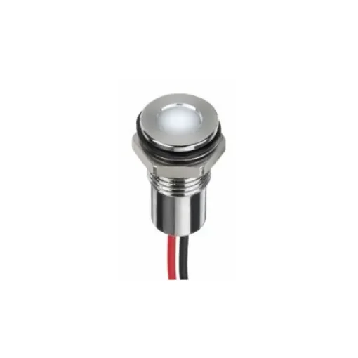 RS PRO White Panel Mount Indicator, 28V dc, 8mm Mounting Hole Size, Lead Wires Termination, IP67 - 2208954 product image