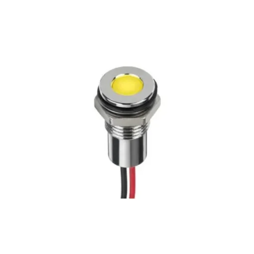RS PRO Hyper Yellow Panel Mount Indicator, 24V dc, 8mm Mounting Hole Size, Lead Wires Termination, IP67 - 2208977 product image