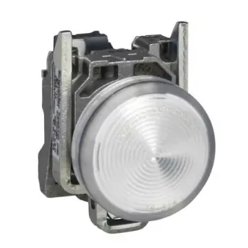 Schneider Electric, Harmony XB4 White LED Pilot Light Complete, 22mm Cutout, IP65, 24V - XB4BVB1EX product image