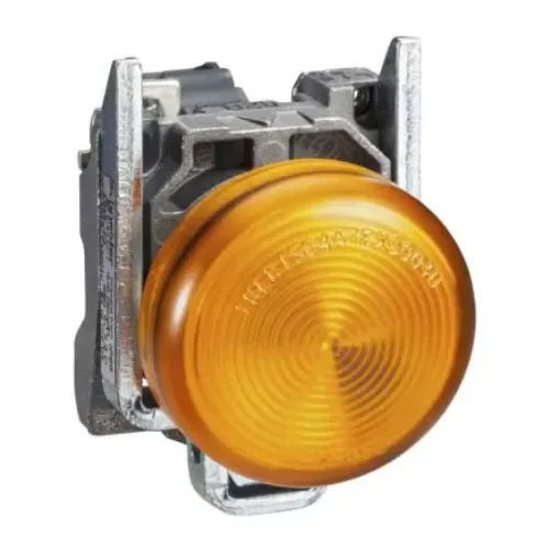 Schneider Electric, Harmony XB4 Yellow LED Pilot Light Complete, 22mm Cutout, IP40, IP65, 24V - XB4BVB5EX product image