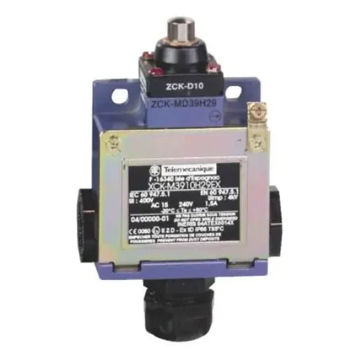 Telemecanique Sensors Plunger Limit Switch, 2NC/1NO, IP66, 3P, Metal Housing, 400V ac Max, 6A Max - XCKM3910H29EX product image
