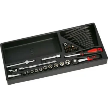 SAM 34-Piece Metric 1/4 in Standard Socket/Allen Key/Bit Set with Ratchet, 6 point; Phillips Bit; Pozidriv Bit; Slotted - 73-R34M product image