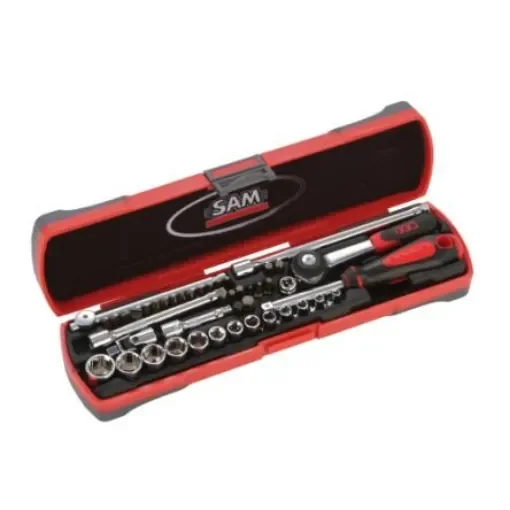 SAM 45-Piece Metric 1/4 in Standard Socket/Bit Set with Ratchet, 6 point; Hex Bit; Phillips Bit; Pozidriv Bit; Slotted - 73-R45 product image