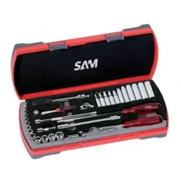 SAM 33-Piece Metric 1/4 in Deep Socket/Standard Socket Set with Ratchet, 6 point - 73-RL33 product image