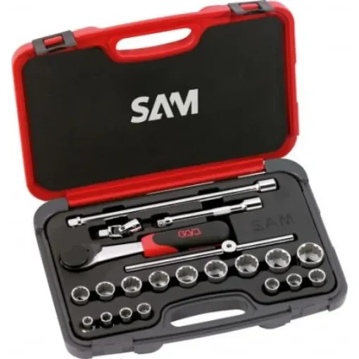 SAM 21-Piece Metric 3/8 in Standard Socket Set with Ratchet, 6 point; 12 point - 74-J22A product image