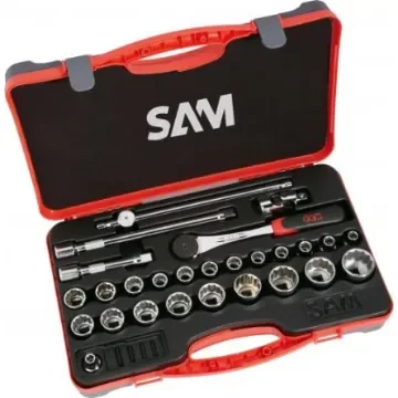 SAM 27-Piece Metric 1/2 in Standard Socket Set with Ratchet, 12 point - 75-S27A product image