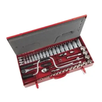 SAM 49-Piece Metric 1/2 in Deep Socket/Standard Socket Set with Ratchet, 12 point - 75-S49A product image