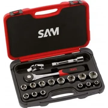 SAM 17-Piece Metric 1/2 in Standard Socket Set with Ratchet, 6 point - 75-SH17PA product image