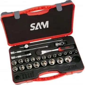 SAM 25-Piece Metric 1/2 in Standard Socket Set with Ratchet, 6 point - 75-SH25 product image