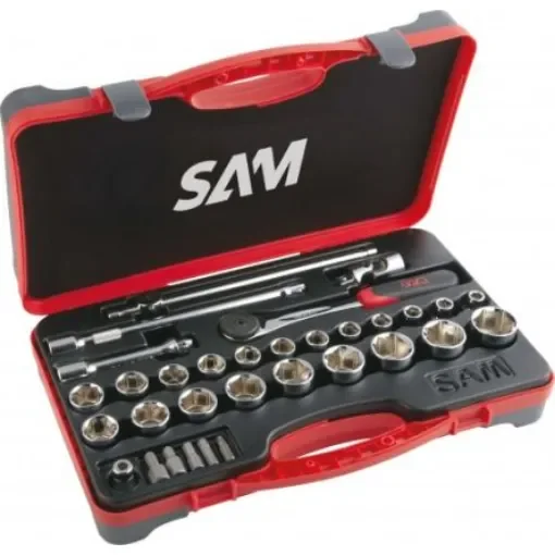 SAM 32-Piece Metric 1/2 in Standard Socket/Bit Set with Ratchet, 6 point; Hex Bit - 75-SH32 product image