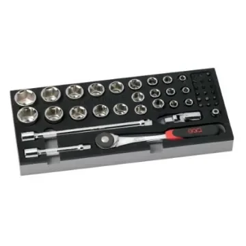 SAM 45-Piece Metric 1/2 in Standard Socket/Bit Set with Ratchet, 6 point; Hex Bit; Phillips Bit; Pozidriv Bit; Slotted - 75-SH45MM product image