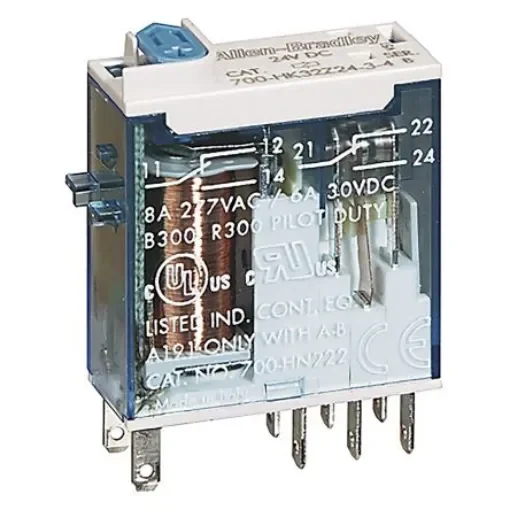Allen Bradley Plug In Non-Latching Relay, 240V ac Coil, 8A Switching Current, DPDT - 700-HKX2A2-4L product image