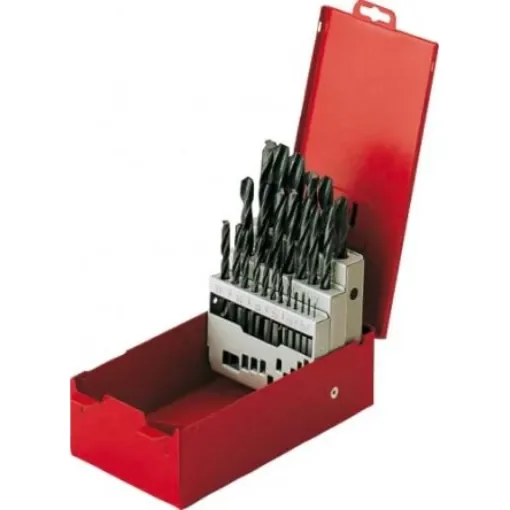 SAM 25-Piece Twist Drill Bit Set for Metal, 13mm Max, 1mm Min, High Speed Steel Bits - F1-C25 product image