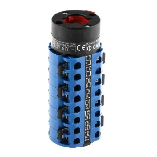 Kraus & Naimer, 8P 2 Position 60° Double Throw Cam Switch, 20A - CA10.A372/GBA001.*FT product image