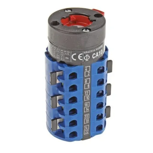 Kraus & Naimer, 6P 3 Position 60° Double Throw Cam Switch, 20A - CA10.A362/GBA001.*FT product image