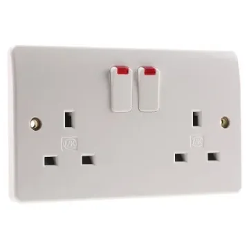 MK Electric Logic Plus White 2 Gang Plug Socket, 2 Poles, 13A, Type G - British, Indoor Use - K2647 WHI product image