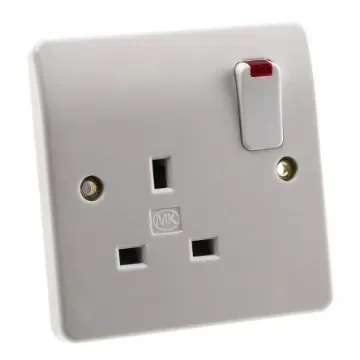 MK Electric Logic Plus White 1 Gang Plug Socket, 2 Poles, 13A, Type G - British, Indoor Use - K2657 WHI product image