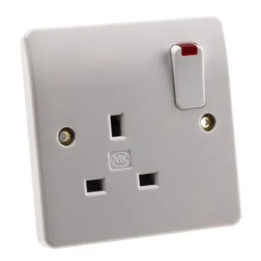 MK Electric Logic Plus White 1 Gang Plug Socket, 2 Poles, 13A, Type G - British, Indoor Use - K2657 WHI product image