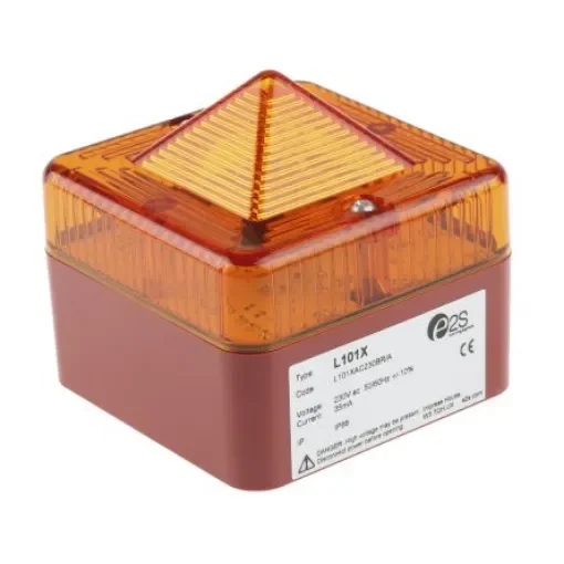 e2s L101X Series Amber Flashing Beacon, 230 V ac, Surface Mount, Xenon Bulb, IP66 - L101XAC230BR/A product image