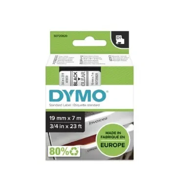 Dymo Black on Clear Label Printer Tape, 7 m Length, 19 mm Width - S0720820 product image
