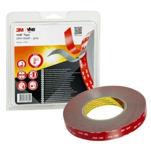 3M GPH-110GF, VHB™ GPH Grey Adhesive Foam Tape, 19mm x 11m, 1.1mm Thick - GPH-110GF 19MM x 11M product image