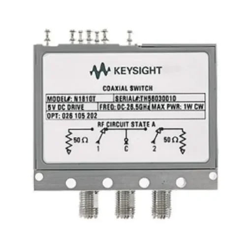Keysight Technologies RF Switch, SPDT, SMA Female Connector, 67GHz Max, 60dB Isolation, 15000000ns - N1810UL-026-124-201-301 product image