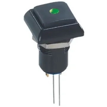 APEM Illuminated Push Button Switch, Latching, Panel Mount, 12mm Cutout, Green LED, 48V ac, IP67 - IPC1SAD2LOG product image