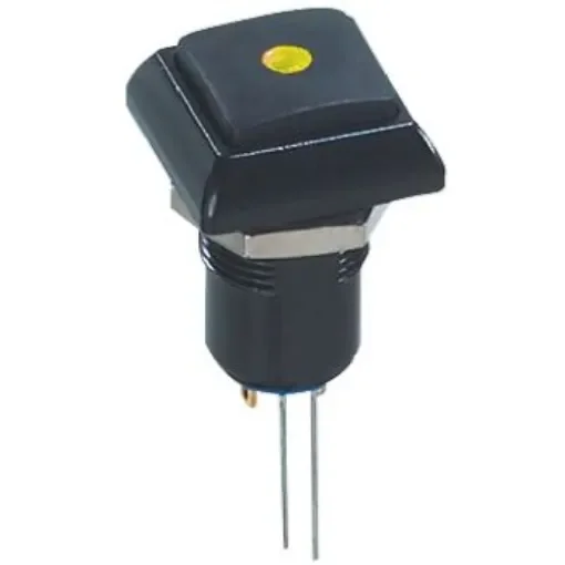 APEM Illuminated Push Button Switch, Latching, Panel Mount, 12mm Cutout, Yellow LED, 48V ac, IP67 - IPC1SAD2L0Y product image