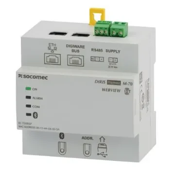 Socomec Serial Device Server, 2 Ethernet Port, 1 Serial Port, RS485 Interface, 115.2kbit/s Baud Rate - 48290222 product image