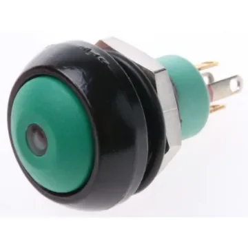 APEM Illuminated Push Button Switch, Momentary, Panel Mount, 13.6mm Cutout, SPST, Green LED, 28V dc, IP67 - IPR3SAD3L0G product image