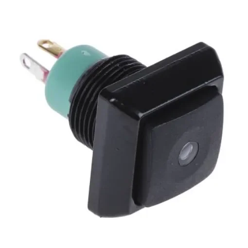 APEM Illuminated Push Button Switch, Momentary, Panel Mount, 12mm Cutout, SPST, Green LED, 48V ac, IP67 - IPC3SAD2LOG product image
