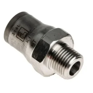 Legris LF3800 Series Straight Threaded Adaptor, R 1/8 Male to Push In 8 mm, Threaded-to-Tube Connection Style - 3805 08 10 product image