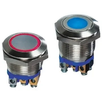 APEM Illuminated Push Button Switch, Momentary, 19.2mm Cutout, SPST, Blue LED, 250V ac, IP65 - AV09C7L3D9401K product image