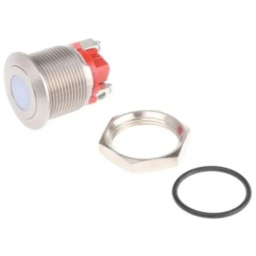 APEM Illuminated Push Button Switch, Momentary, 19.2mm Cutout, SPST, Red LED, 250V ac, IP65 - AV09C7L3D9406K product image
