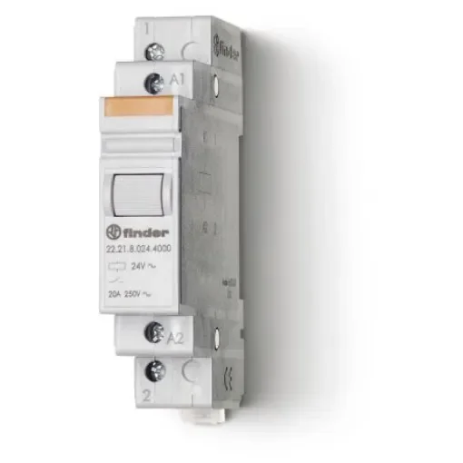 Finder DIN Rail Non-Latching Relay, 12V ac Coil, 20A Switching Current - 22.21.8.012.4000 product image