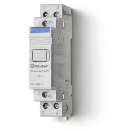 Finder DIN Rail Non-Latching Relay, 12V ac Coil, 20A Switching Current - 22.22.8.012.4000 product image