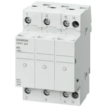 Siemens 32A Rail Mount Fuse Holder for 10 x 38mm Fuse, 3P, 690V - 3NW7034 product image