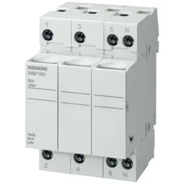Siemens 20A Rail Mount Fuse Holder for 8 x 32mm Fuse, 3P, 400V - 3NW7333 product image