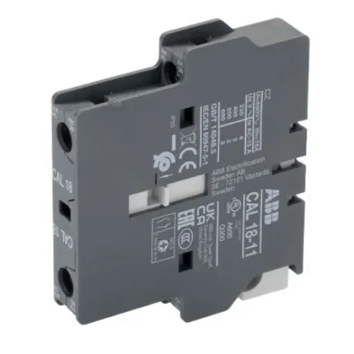 ABB Auxiliary Contact Block, 2 Contact, 1NC + 1NO, Front Mount, CAL18 CAL18 - 1SFN010720R1011 CAL18-11 product image
