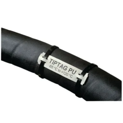 HellermannTyton TIPTAG Cable Tie Cable Marker, White, Pre-printed "TIPTAG PU", 556-25021 TTAGPU11X100WH-PUR-WH product image