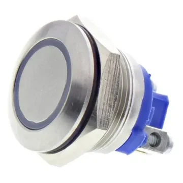 APEM Illuminated Push Button Switch, Momentary, 19.2mm Cutout, SPST, Blue LED, IP67 - AV9SLD9481002K product image